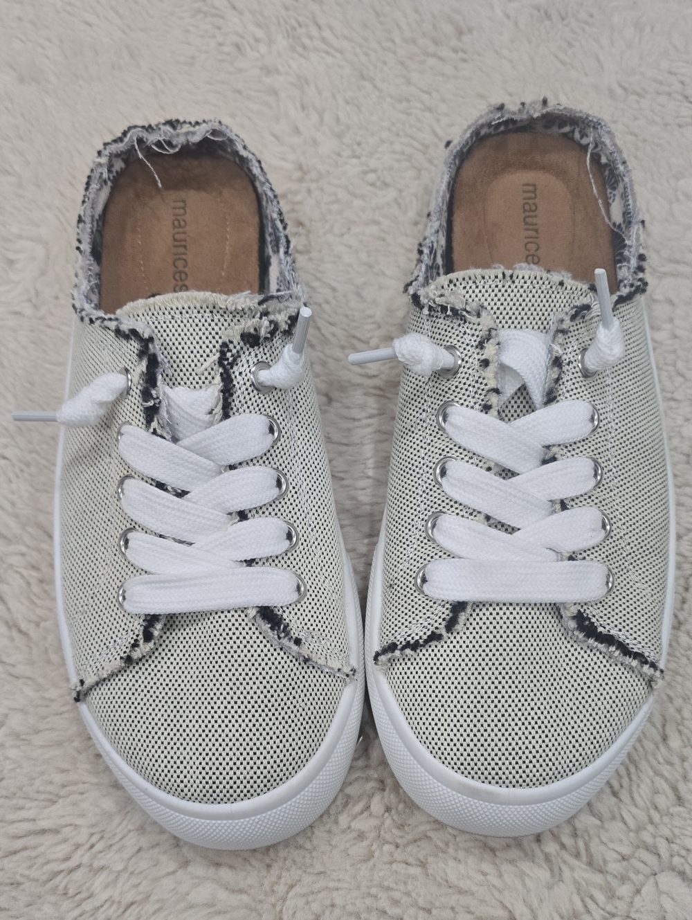 Maurices White Frayed Lace-Up Women’s Slip-On Sneakers